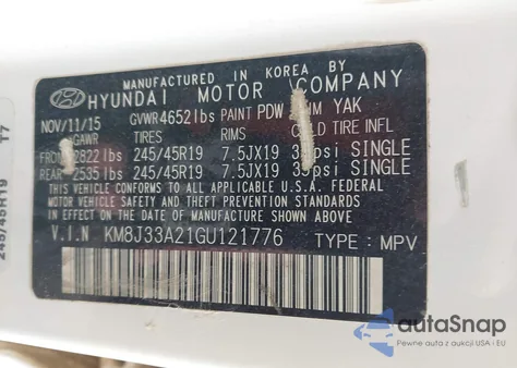 2016 Hyundai Tucson Limited from USA, damaged, VIN KM8J33A21GU121776